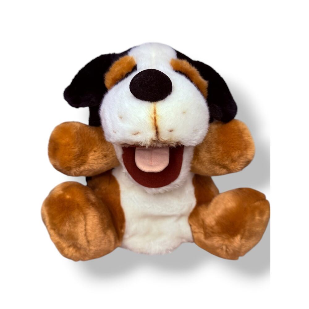 Vtg Costco St Bernard Puppy Dog Plush‎ Puppet With Sound Barking 14”